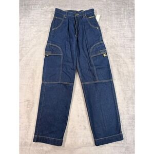 Urban Jeanswear Pants Women 28x29 Blue Denim Cargo Wide Leg Vtg Y2K Baggy NWT